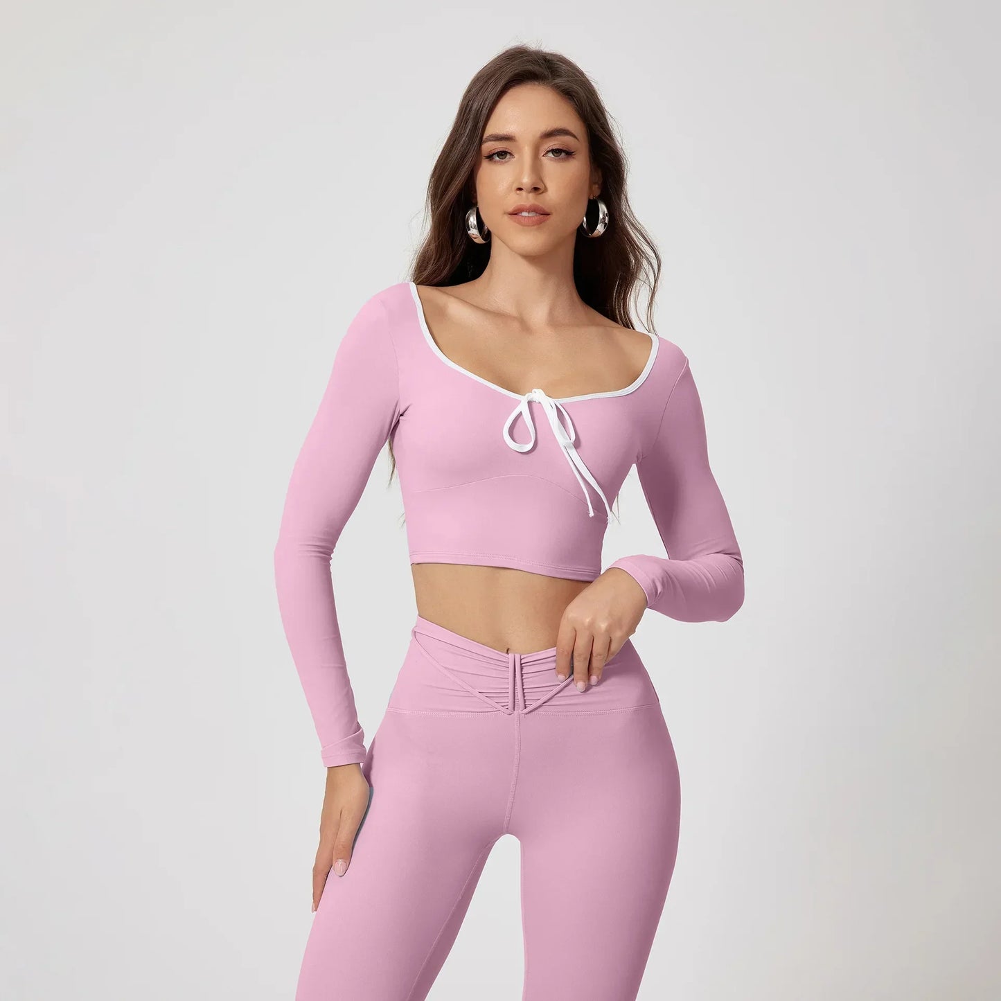 Elevate Your Workout with Our Seamless High Waist Yoga Sets - Long-Sleeved Top & Leggings for Women