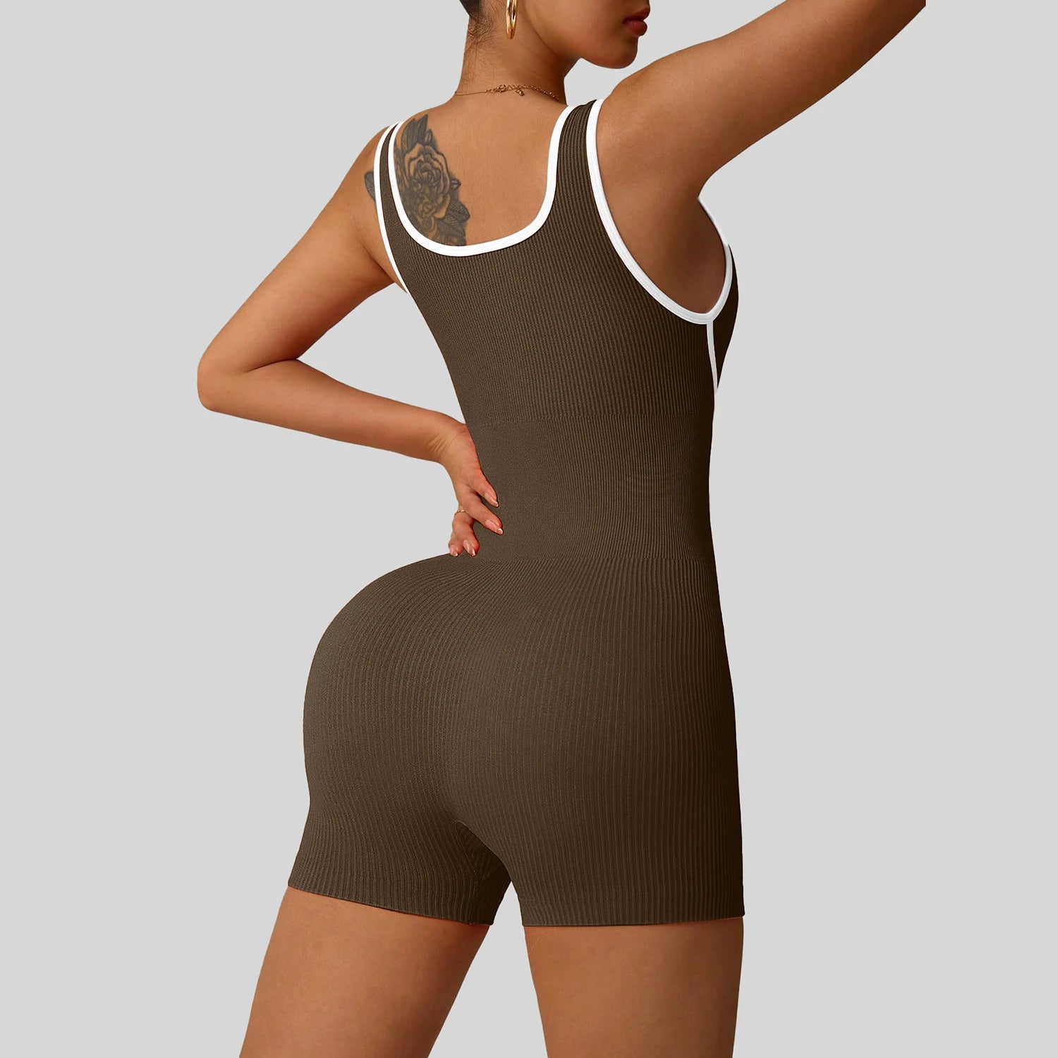 Women'S Shockproof Color Block Yoga Bodysuit Seamless Sculpting High-Impact Workout Tight Gym Fitness Activewear Breathable Yoga