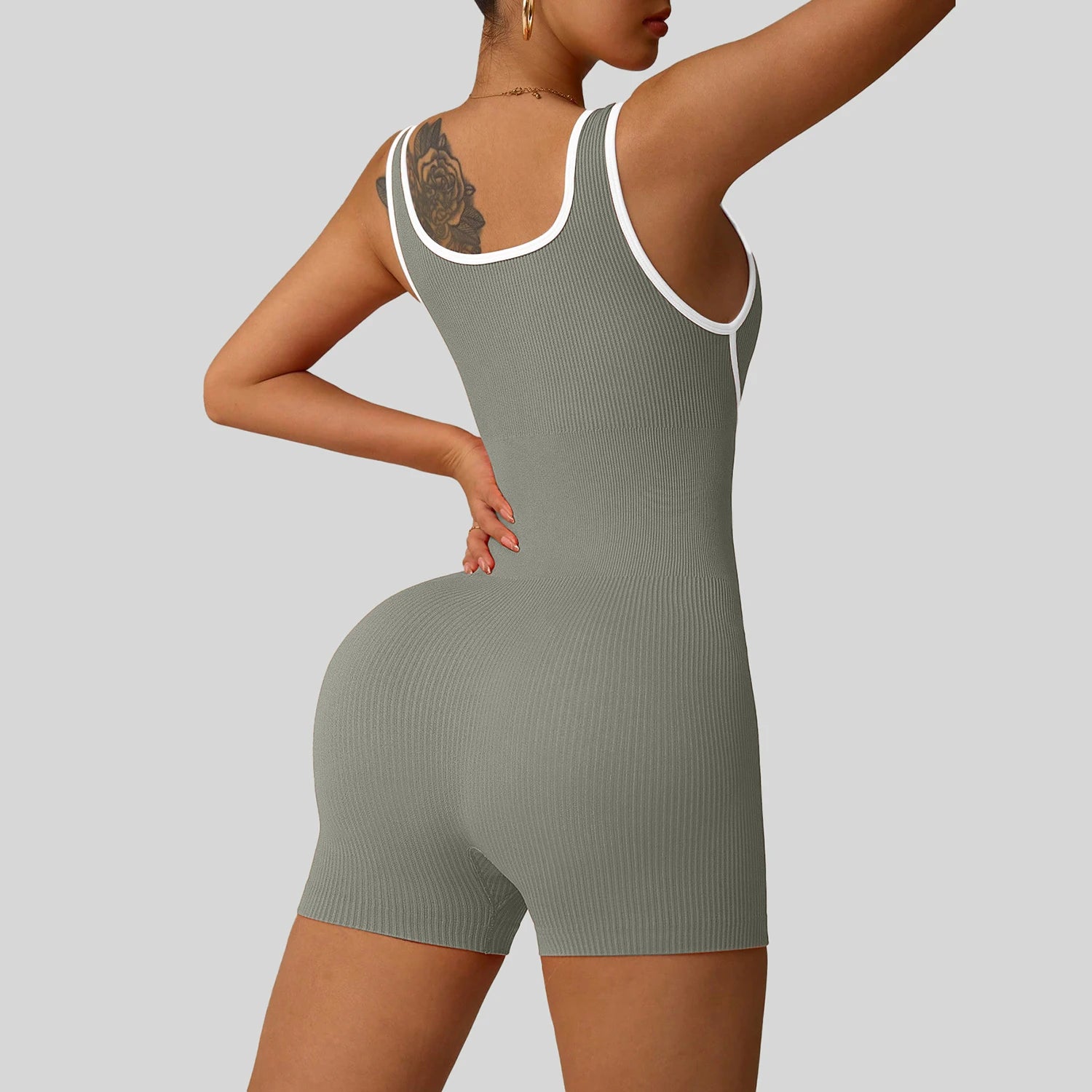 Women'S Shockproof Color Block Yoga Bodysuit Seamless Sculpting High-Impact Workout Tight Gym Fitness Activewear Breathable Yoga