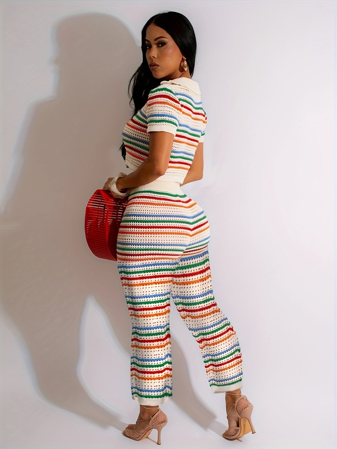 Stripe Pattern Pants Set